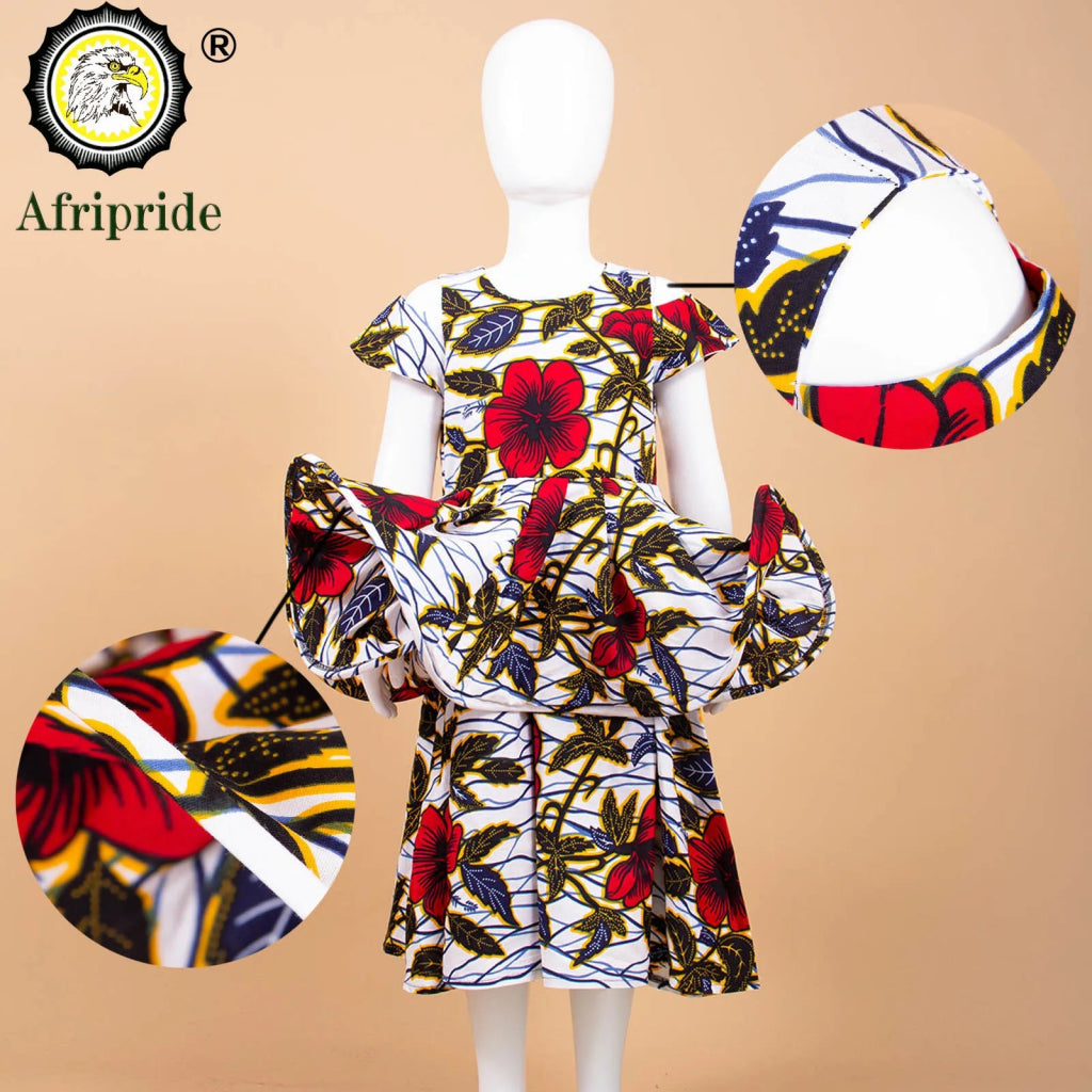 Kids African Print Princess Dress – Sleeveless Ankara Casual Mini Dress for Girls - Free Delivery Worldwide only at Flexi Africa