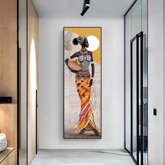 Large Size Portrait African Women Canvas Painting Hanging Posters and Prints Wall Art Pictures Living Room Home Decor (No Frame) - Flexi Africa - Flexi Africa offers Free Delivery Worldwide - Vibrant African traditional clothing showcasing bold prints and intricate designs