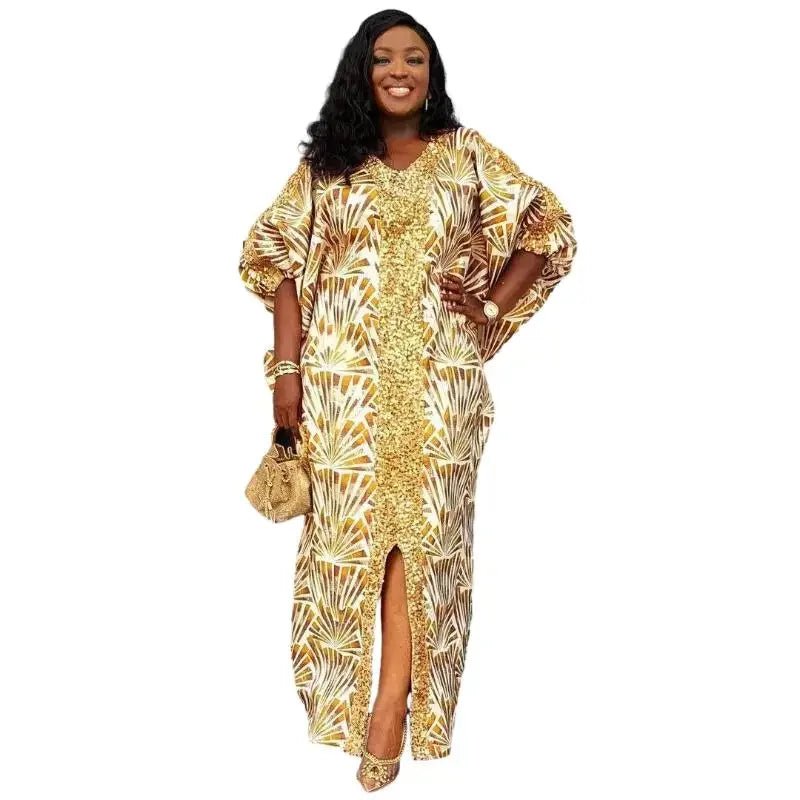 Luxurious African Abayas: Elevate Your Spring Style with Elegant Evening Party Dresses and Boubous - Flexi Africa - Flexi Africa offers Free Delivery Worldwide - Vibrant African traditional clothing showcasing bold prints and intricate designs
