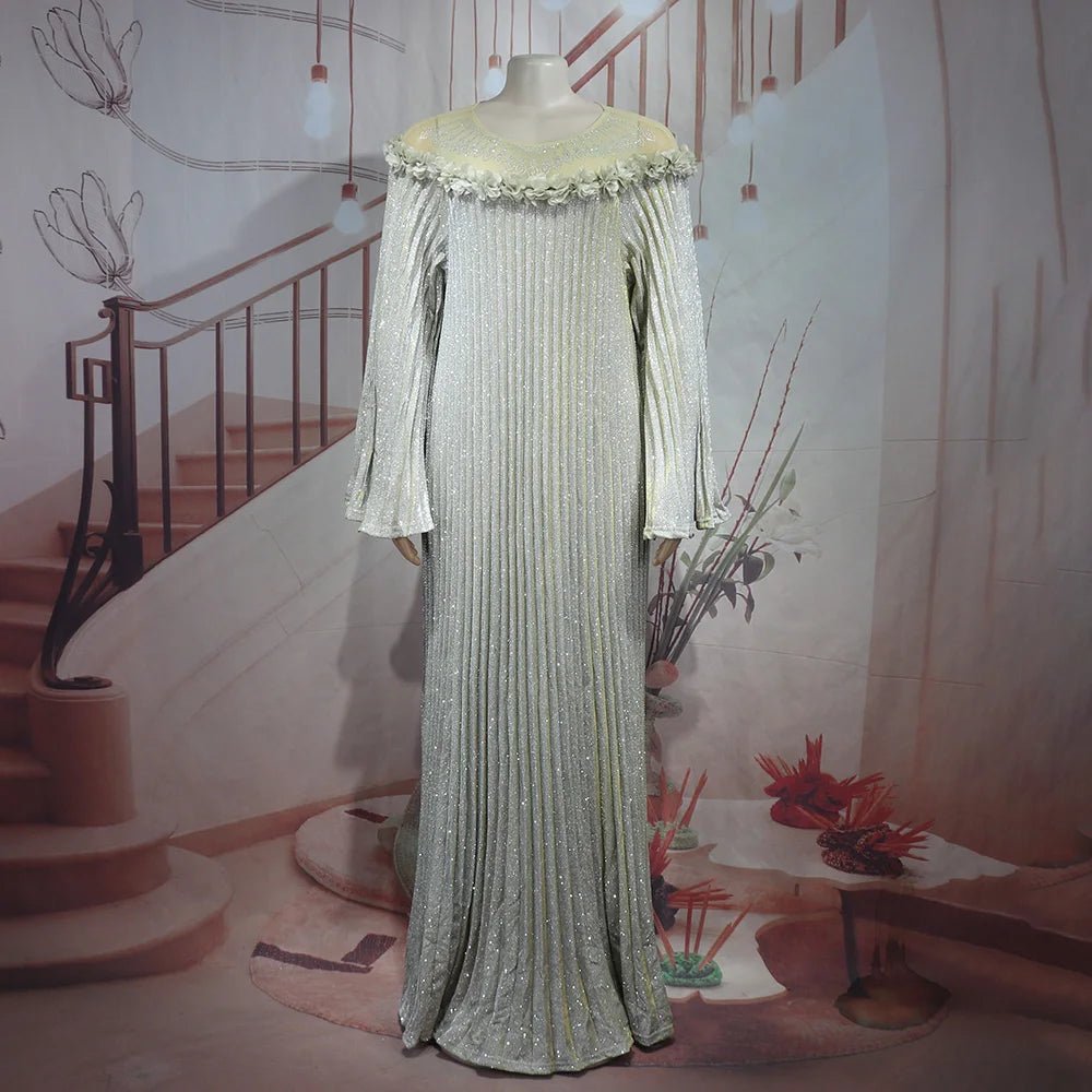 Luxury African Boubou Dress for Women – Classical Elegance Rhodochrosite Design with Folded Pleats - Free Delivery Worldwide only at Flexi Africa