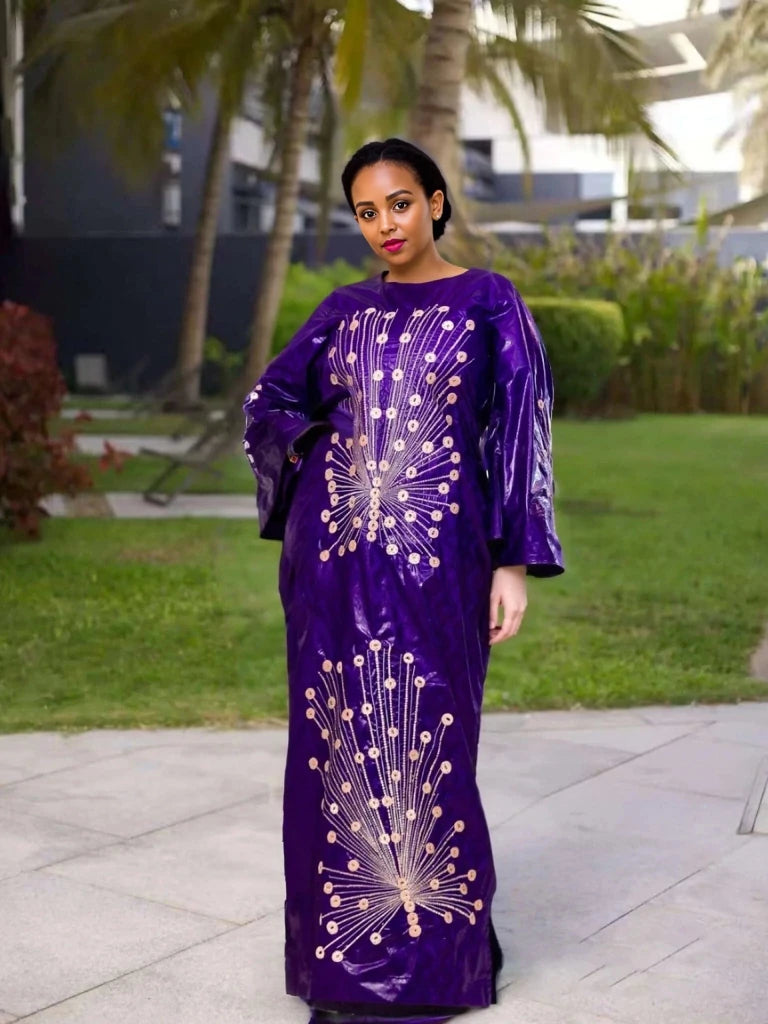 Luxury African Boubou Dress for Women – Rich Embroidery Design in Premium Fabric - Free Delivery Worldwide only at Flexi Africa