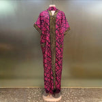 Luxury African Print Bubu Dress – V - Neck Loose Evening Gown with Rhinestone Pocket - Free Delivery Worldwide only at Flexi Africa