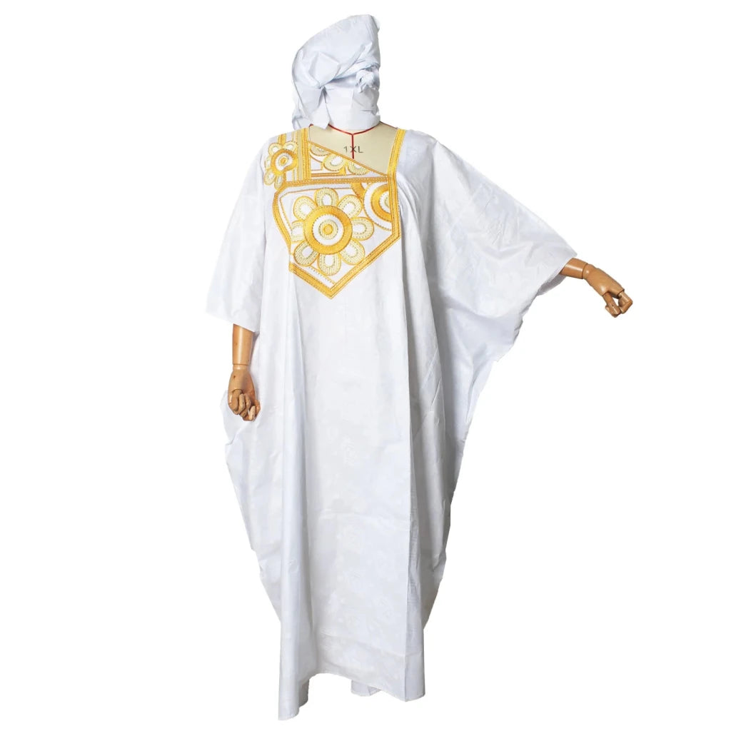 Luxury Bazin Riche Embroidered African Dress for Women – Plus Size Party & Church Outfit - Free Delivery Worldwide only at Flexi Africa
