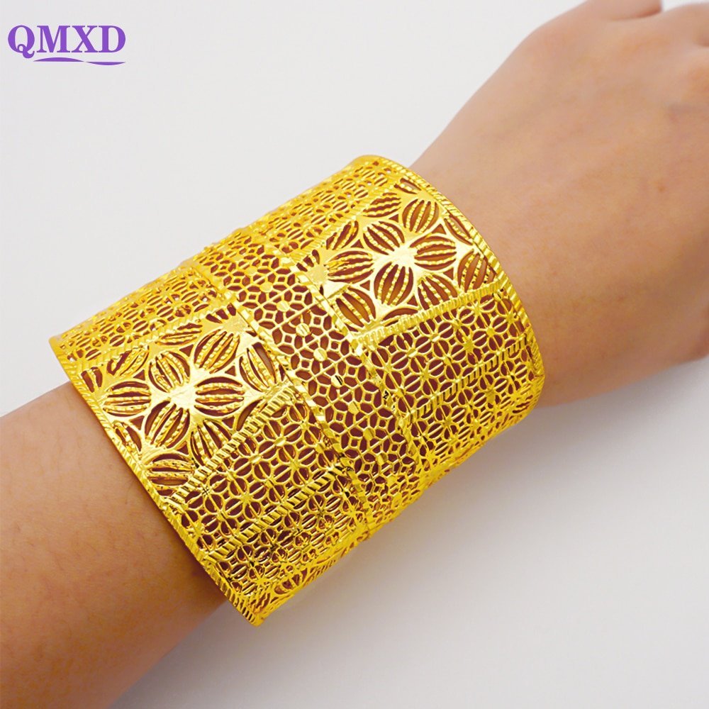 Luxury Female Big Gold Color Bangles: Elegant Bracelets for Weddings and Special Occasions - Flexi Africa FREE POST