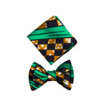 Men’s African Print Cotton Bow Tie and Kerchief – Bohemian Style Gift Set - Free Delivery Worldwide only at Flexi Africa
