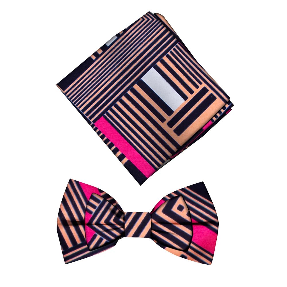 Men’s African Print Cotton Bow Tie and Kerchief – Bohemian Style Gift Set - Free Delivery Worldwide only at Flexi Africa