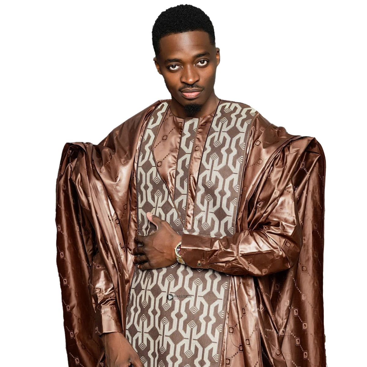 Men’s African Traditional Wear – Premium Bazin Riche Embroidered 3PC Ensemble - Free Delivery Worldwide only at Flexi Africa