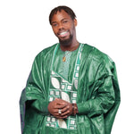 Men’s Bazin Riche African Top – Elegant Long Sleeve Embroidered Design - Free Delivery Worldwide only at Flexi Africa
