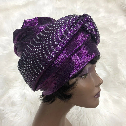 Nigerian Gele Headtie Auto Gele Turban Cap Brocade Fabric Organic Party Anniversary Wedding - Free Delivery Worldwide only at Flexi Africa