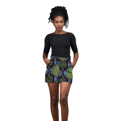 Nigerian Pattern Print Women's Hot Shorts: Stylish African Fashion Breeches - Flexi Africa - Flexi Africa offers Free Delivery Worldwide - Vibrant African traditional clothing showcasing bold prints and intricate designs