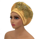Nigerian Wedding Auto Gele – Elegant Embroidered Lace Women’s Turban Headtie - Free Delivery Worldwide only at Flexi Africa