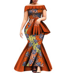 Off - Shoulder Bazin Riche African Dress for Women – Plus Size Elegant Party Gown - Free Delivery Worldwide only at Flexi Africa