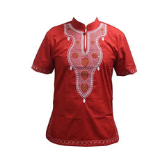 Pan - African Holiday Fashion: Dashiki - Inspired Embroidery Basic Tee Shirt - Free Delivery Worldwide only at Flexi Africa