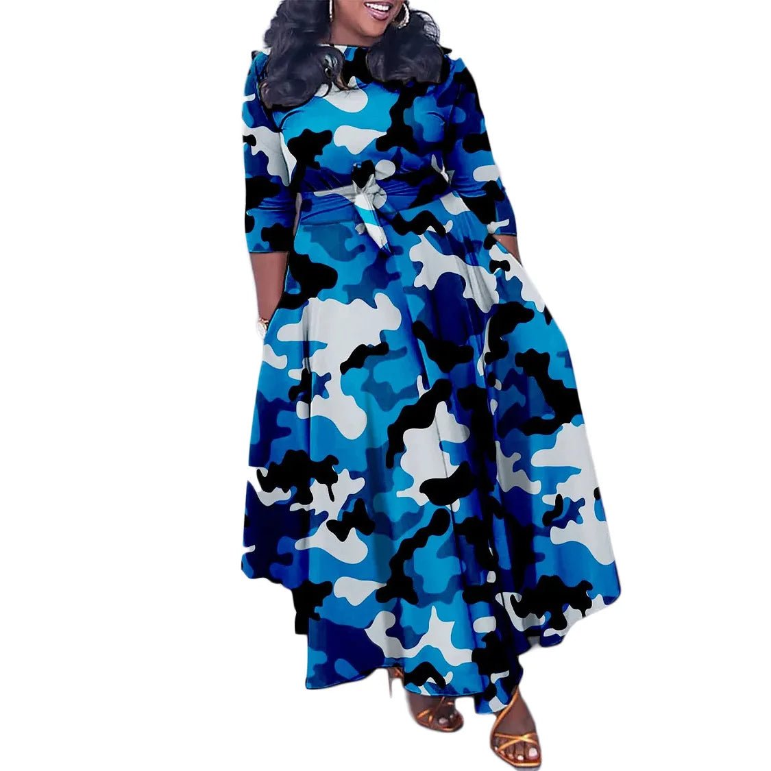 Plus Size African Maxi Dress for Women – Dashiki Abaya Style with Ankara Print | Elegant Polyester Femme African Clothing - Free Delivery Worldwide only at Flexi Africa