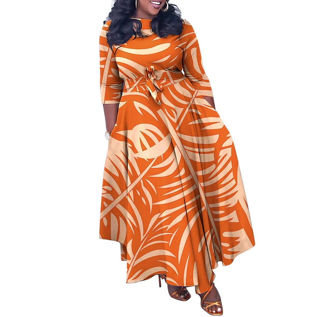 Plus Size African Maxi Dress for Women – Dashiki Abaya Style with Ankara Print | Elegant Polyester Femme African Clothing - Free Delivery Worldwide only at Flexi Africa
