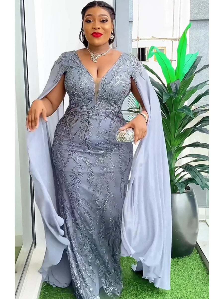 Plus - Size African Party Dresses: Dashiki Sequin Bodycon Maxi Gowns for Weddings & Evening Events - Free Delivery Worldwide only at Flexi Africa