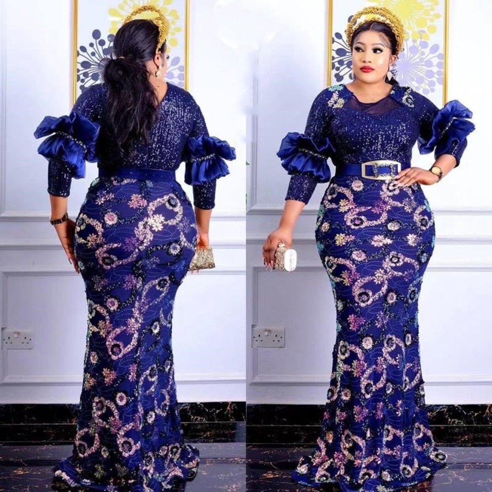 Plus Size African Party Long Dresses for Women New Dashiki Ankara Sequin Evening Gowns Outfits Robe Africa Clothing - Flexi Africa - Flexi Africa offers Free Delivery Worldwide - Vibrant African traditional clothing showcasing bold prints and intricate designs