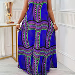 Plus Size Elegant Printed Maxi Dress with Straps & Pockets – Spring Summer Style - Free Delivery Worldwide only at Flexi Africa