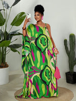 Plus Size Striped Maxi Dress for Women – Off - Shoulder Beach & Resort Style - Free Delivery Worldwide only at Flexi Africa
