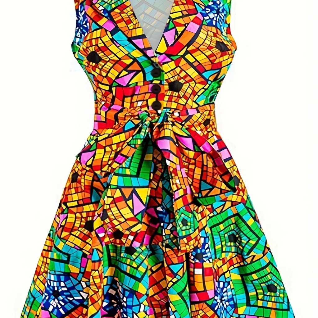 Plus Size Women's Fitted Waist Belt Dress – Flattering Elegant Curve - Enhancing Design - Free Delivery Worldwide only at Flexi Africa