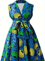 Plus Size Women's Fitted Waist Belt Dress – Flattering Elegant Curve - Enhancing Design - Free Delivery Worldwide only at Flexi Africa