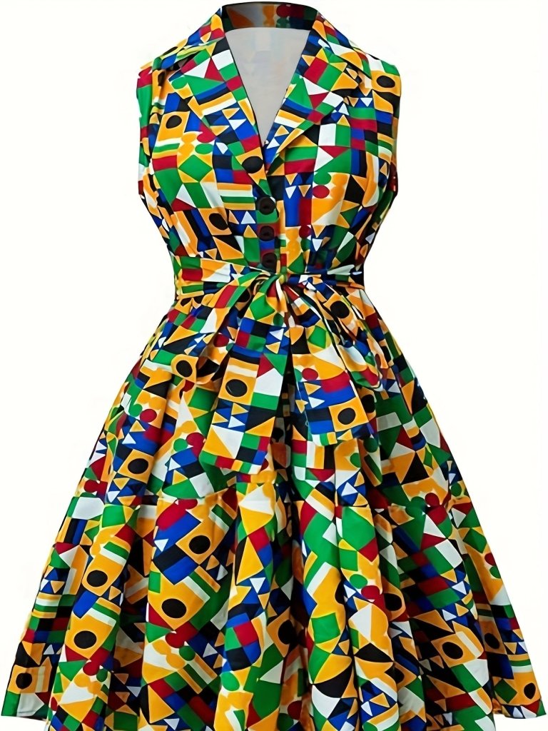 Plus Size Women's Fitted Waist Belt Dress – Flattering Elegant Curve - Enhancing Design - Free Delivery Worldwide only at Flexi Africa