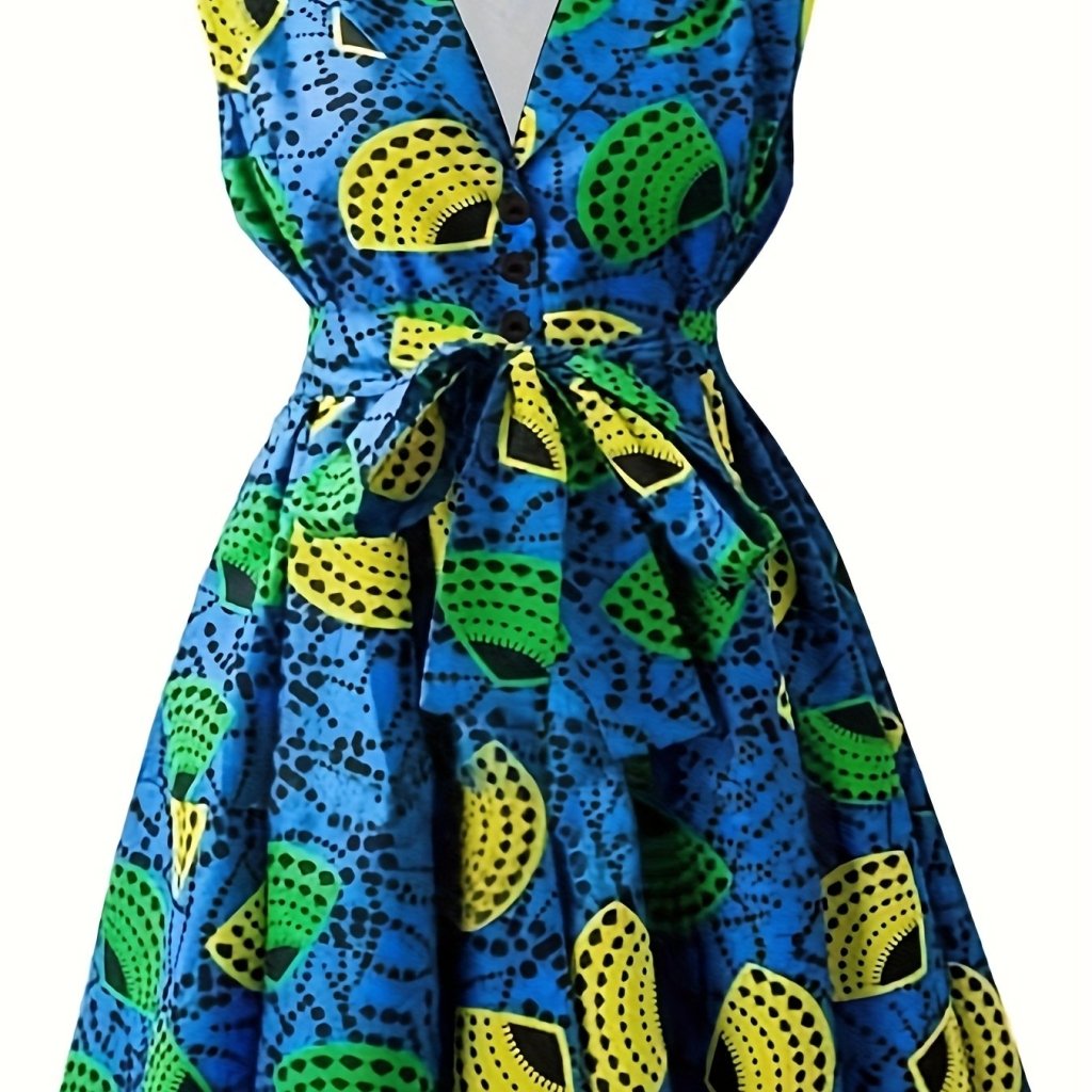 Plus Size Women's Fitted Waist Belt Dress – Flattering Elegant Curve - Enhancing Design - Free Delivery Worldwide only at Flexi Africa