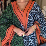 Plus Size Women’s Long - Sleeve V - Neck Maxi Dress – Patchwork Print, Flattering Fit & Elegant All - Season Style - Free Delivery Worldwide only at Flexi Africa