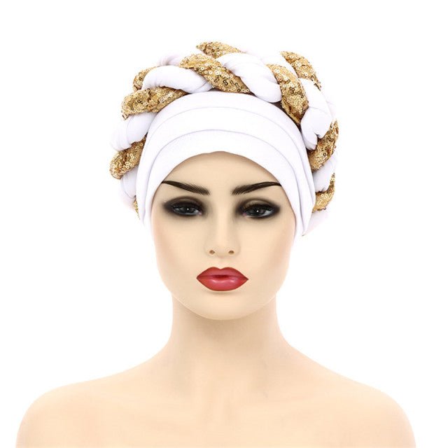 Polyester African Headtie Diamonds Glitter Women Turban Caps Muslim Hijab Bonnet Hats Female Autogeles - Free Delivery