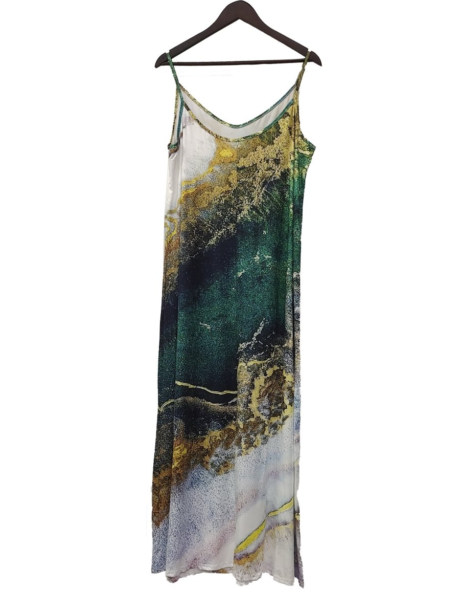 Printed V - 2PC- Women's Suspender Maxi Dress & Long Sleeve Cardigan - Free Delivery Worldwide only at Flexi Africa
