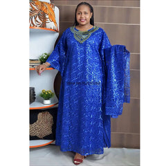 Radiant African Dashiki Dresses Vibrant Spring and Summer Fashion in Blue and Yellow - Flexi Africa - www.flexiafrica.com