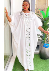 Satin Boubou Robe for Women – African Caftan Abaya, Evening Party Dress - Free Delivery Worldwide only at Flexi Africa