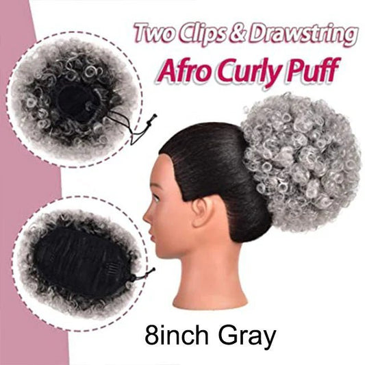 Short Afro Puff Synthetic Hair Bun Chignon Hairpiece Drawstring Ponytail Kinky Curly Updo Clip Hair Extensions - Free Delivery Worldwide only at Flexi Africa