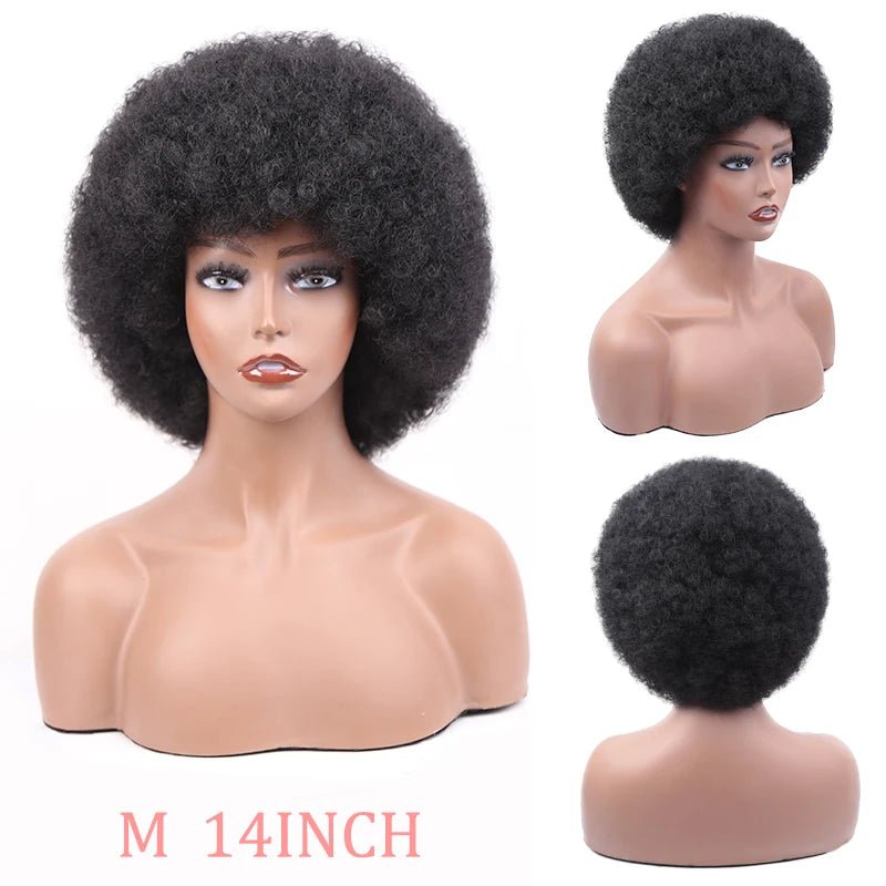 Short Afro Wigs Black Hair for Women Short Kinky Curly Wigs With Bangs - Free Delivery Worldwide only at Flexi Africa