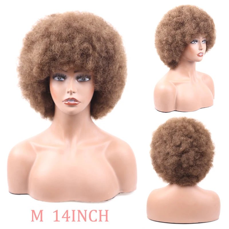 Short Afro Wigs Black Hair for Women Short Kinky Curly Wigs With Bangs - Free Delivery Worldwide only at Flexi Africa