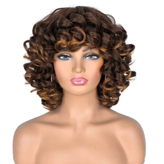 Short and Sassy: 14" Afro Curly Wig with Bangs for Black Women - Heat Resistant and Glueless - Free Delivery Worldwide only at Flexi Africa