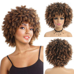 Short Hair Afro Kinky Curly Synthetic Wig With Bangs - Free Delivery Worldwide only at Flexi Africa