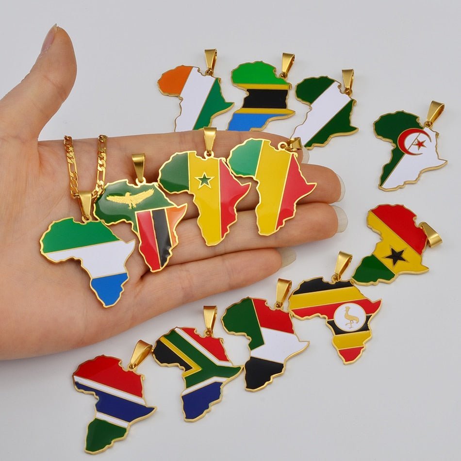 Showcase Your African Roots with Our Hip-hop Africa Map Pendant Necklace - Flexi Africa - Free Delivery Worldwide