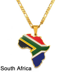 Showcase Your African Roots with Our Hip - hop Africa Map Pendant Necklace - Free Delivery Worldwide only at Flexi Africa