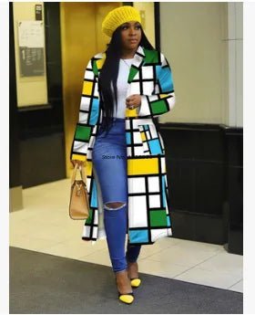 Spring and Autumn African Women's Long Sleeve Polyester Shirt Dress: Vibrant African Prints and Style - Flexi Africa