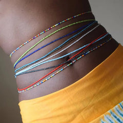 Stretchy African Waist Beads: Belly Beads Chain Plus Size with String and Charms - Flexi Africa - www.flexiafrica.com