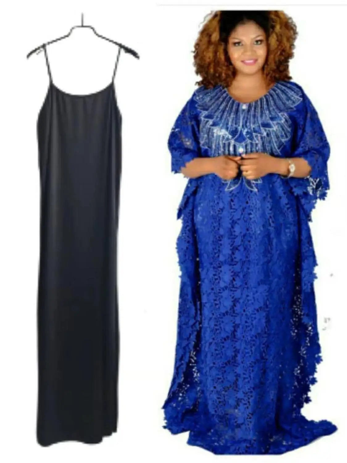 Stylish Plus Size Long Lace Dress: Perfect for Spring and Autumn Fashion with a Touch of Elegance - Free Delivery Worldwide only at Flexi Africa