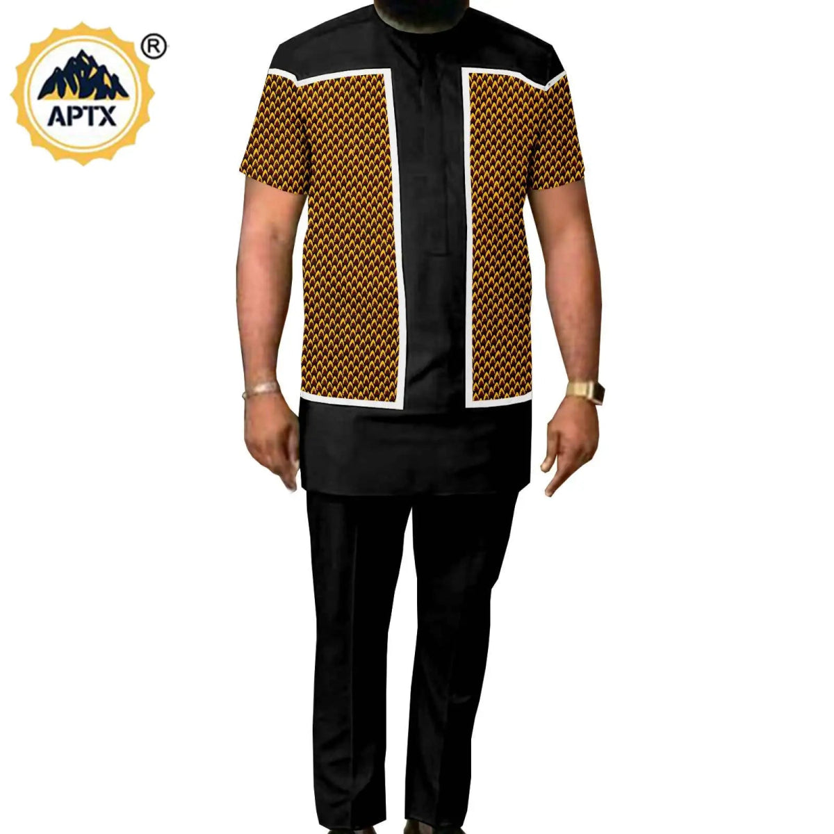 Summer African Couple Outfit – Puff Sleeve Dress for Women with Matching Men’s Bazin Riche Suit - Free Delivery Worldwide only at Flexi Africa