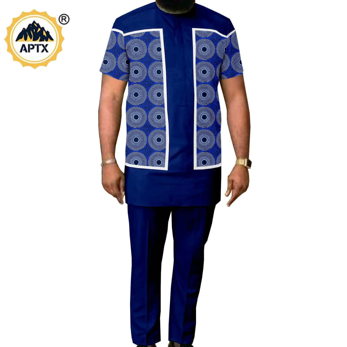 Summer African Couple Outfit – Puff Sleeve Dress for Women with Matching Men’s Bazin Riche Suit - Free Delivery Worldwide only at Flexi Africa