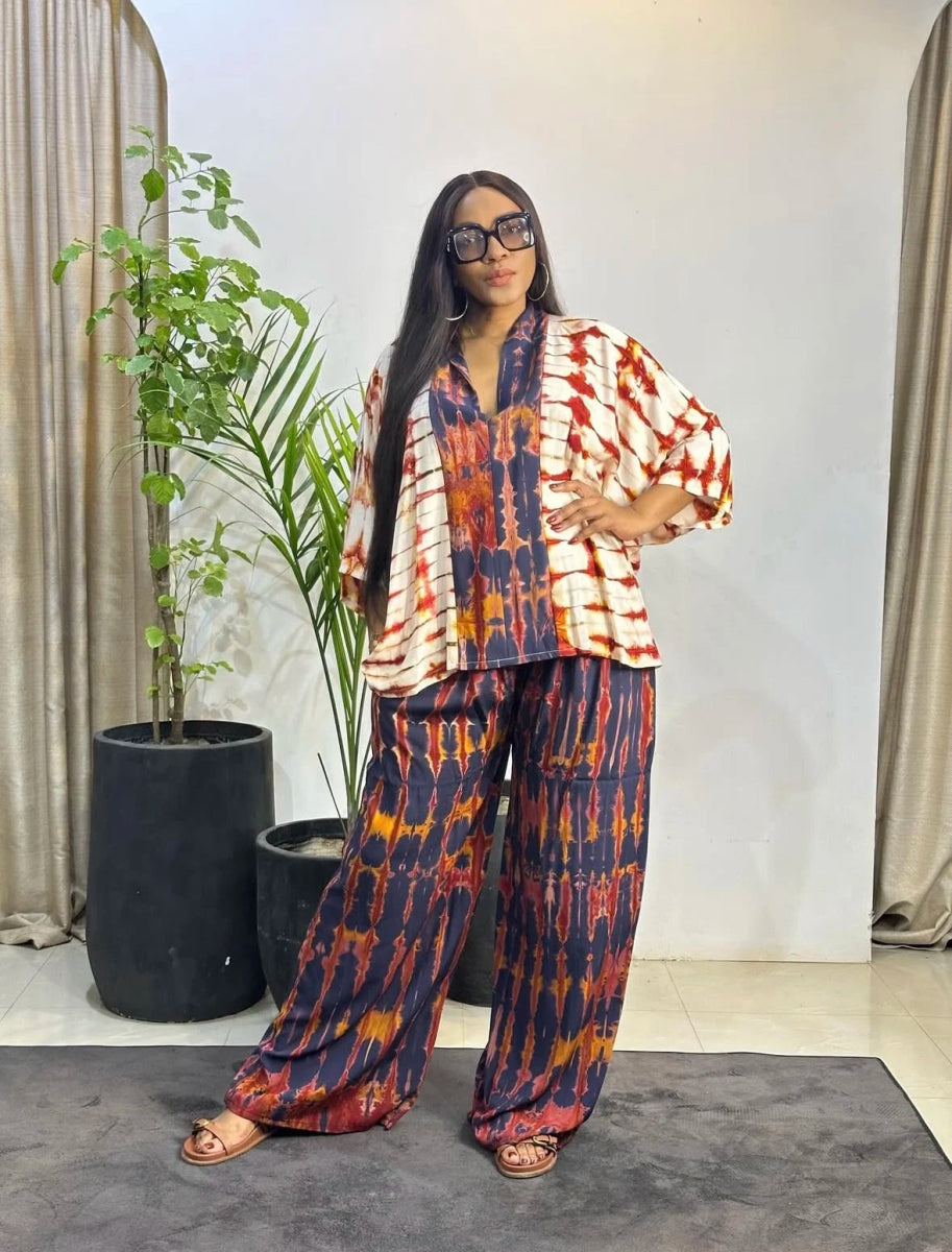 Summer Two Piece Matching African Dashiki Clothes for Women Plus Size Printed Top and Pant Suit 2025 Nigerian Casual Outfit - Free Delivery Worldwide only at Flexi Africa