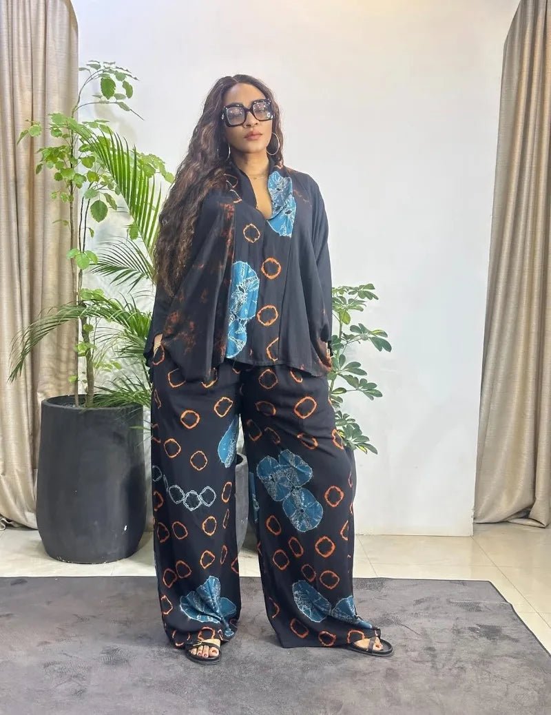 Summer Two Piece Matching African Dashiki Clothes for Women Plus Size Printed Top and Pant Suit 2025 Nigerian Casual Outfit - Free Delivery Worldwide only at Flexi Africa