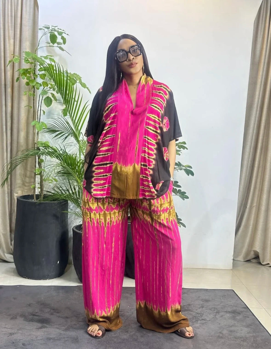 Summer Two Piece Matching African Dashiki Clothes for Women Plus Size Printed Top and Pant Suit 2025 Nigerian Casual Outfit - Free Delivery Worldwide only at Flexi Africa