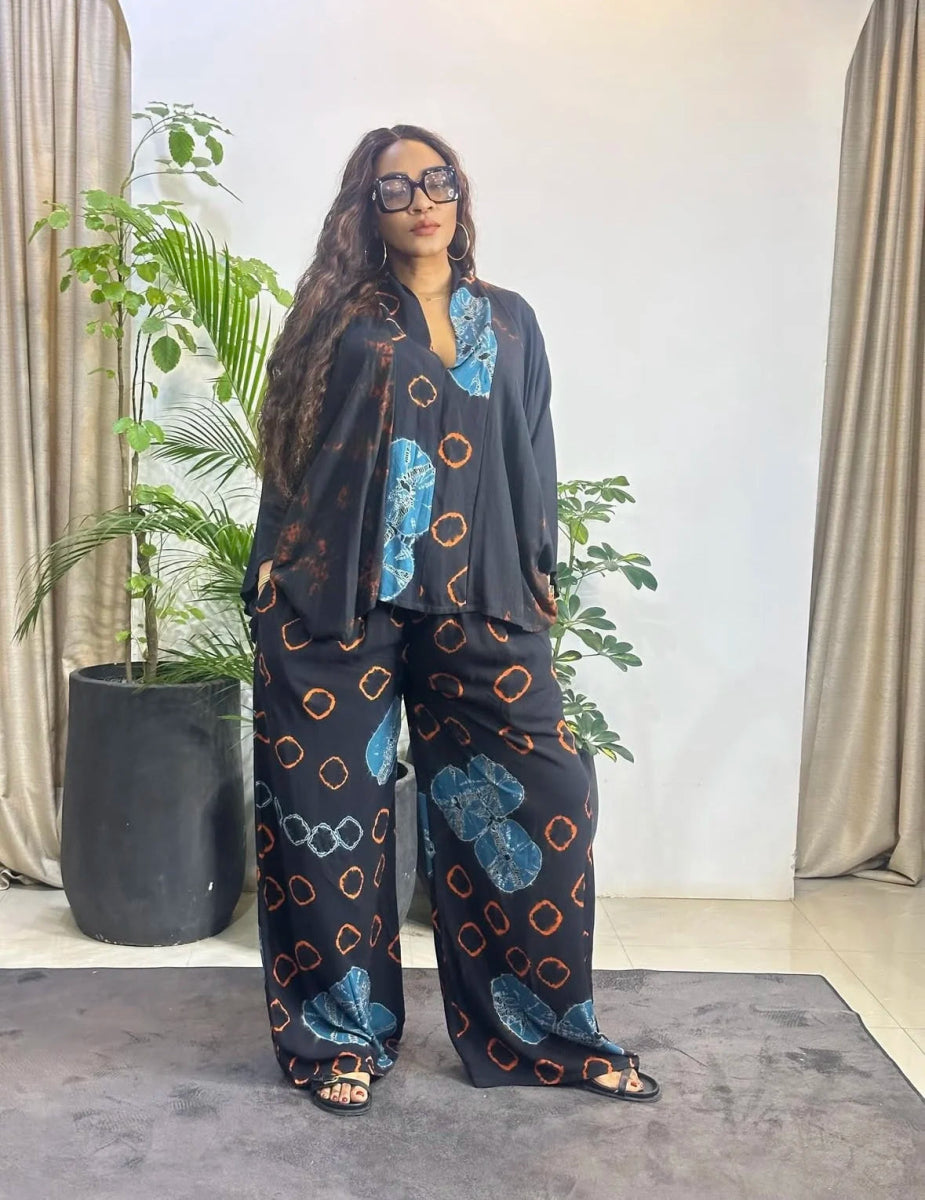 Summer Two Piece Matching African Dashiki Clothes for Women Plus Size Printed Top and Pant Suit 2025 Nigerian Casual Outfit - Free Delivery Worldwide only at Flexi Africa
