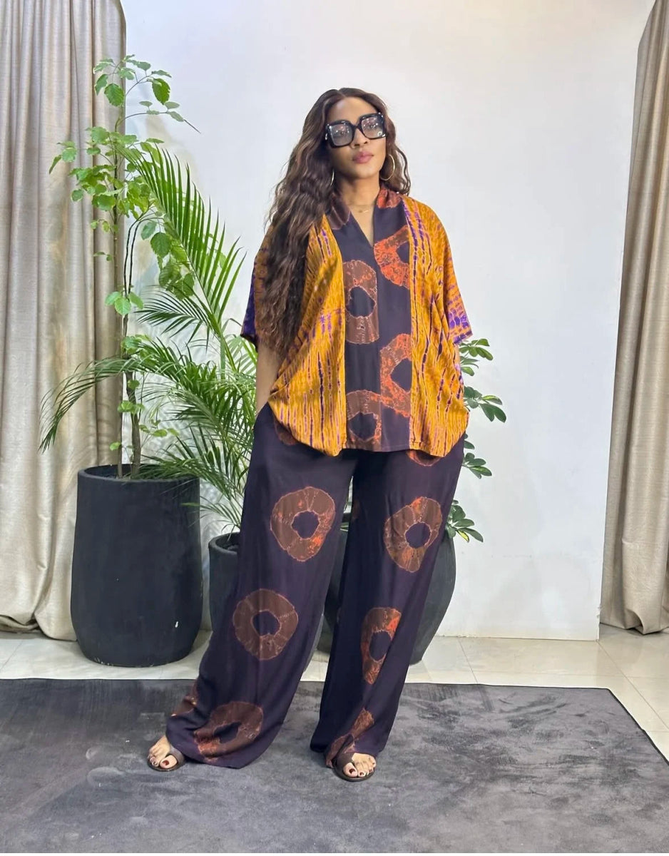 Summer Two Piece Matching African Dashiki Clothes for Women Plus Size Printed Top and Pant Suit 2025 Nigerian Casual Outfit - Free Delivery Worldwide only at Flexi Africa