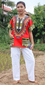 Unisex African Dashiki Cotton Shirt – Boho Hippie Festival Top, 60s 70s Retro Bohemian Style - Free Delivery Worldwide only at Flexi Africa